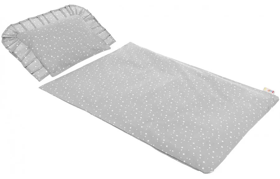 Pościel Do Wózka Kołyski, 70x50 Bawełna 100% - Biały Gwiazdozbiór Na Szarym Tle