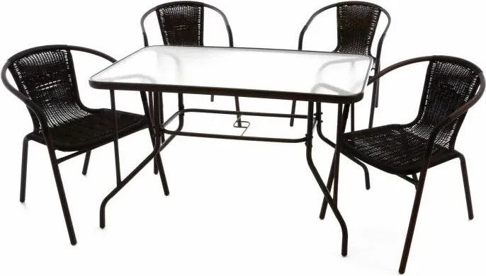 Zestaw mebli ogrodowych, 4 krzesła, szklany stół