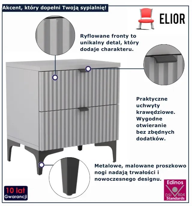 Szara ryflowana szafka nocna Z4-B14