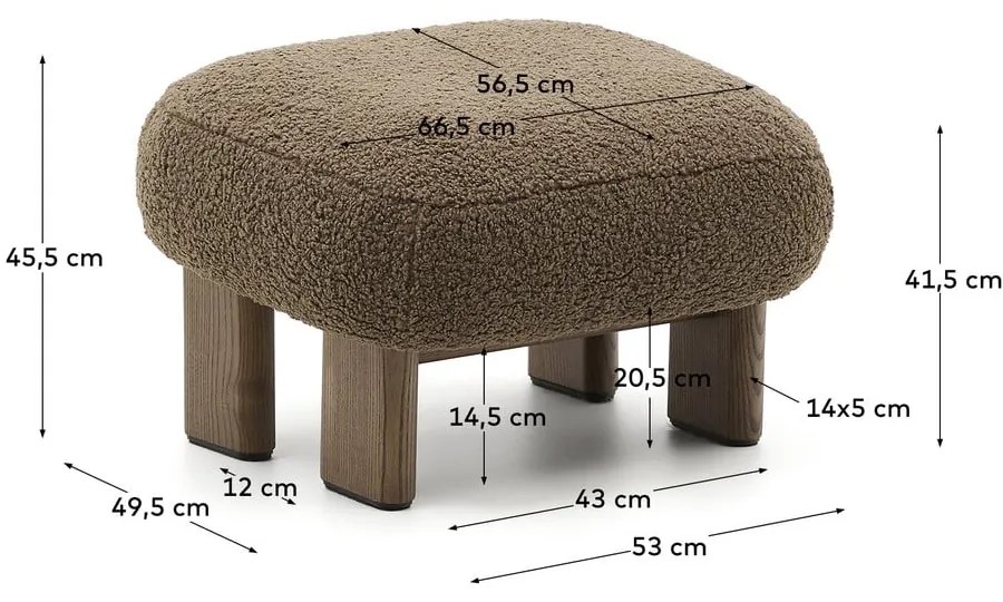 Brązowy podnóżek z materiału bouclé Nema – Kave Home