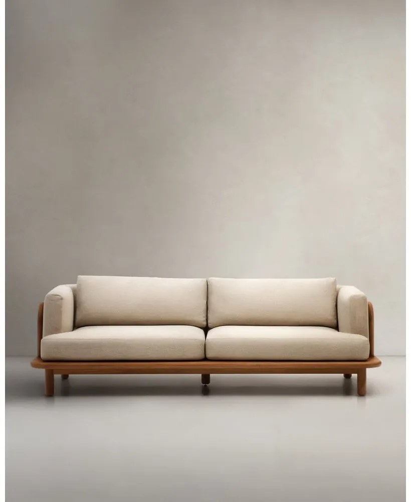 Beżowa sofa ogrodowa z litego drewna tekowego Turqueta – Kave Home