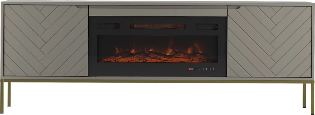 Szafka RTV z kominkiem Aspen 02 cashmere/złoty 180 cm