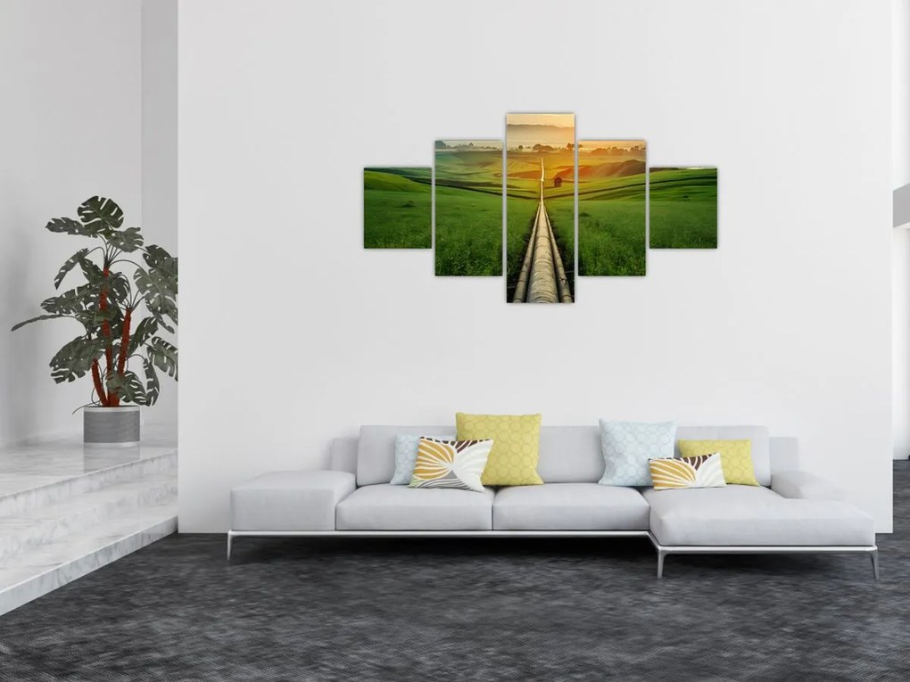 Obraz - Wschód słońca nad doliną (125x70 cm)