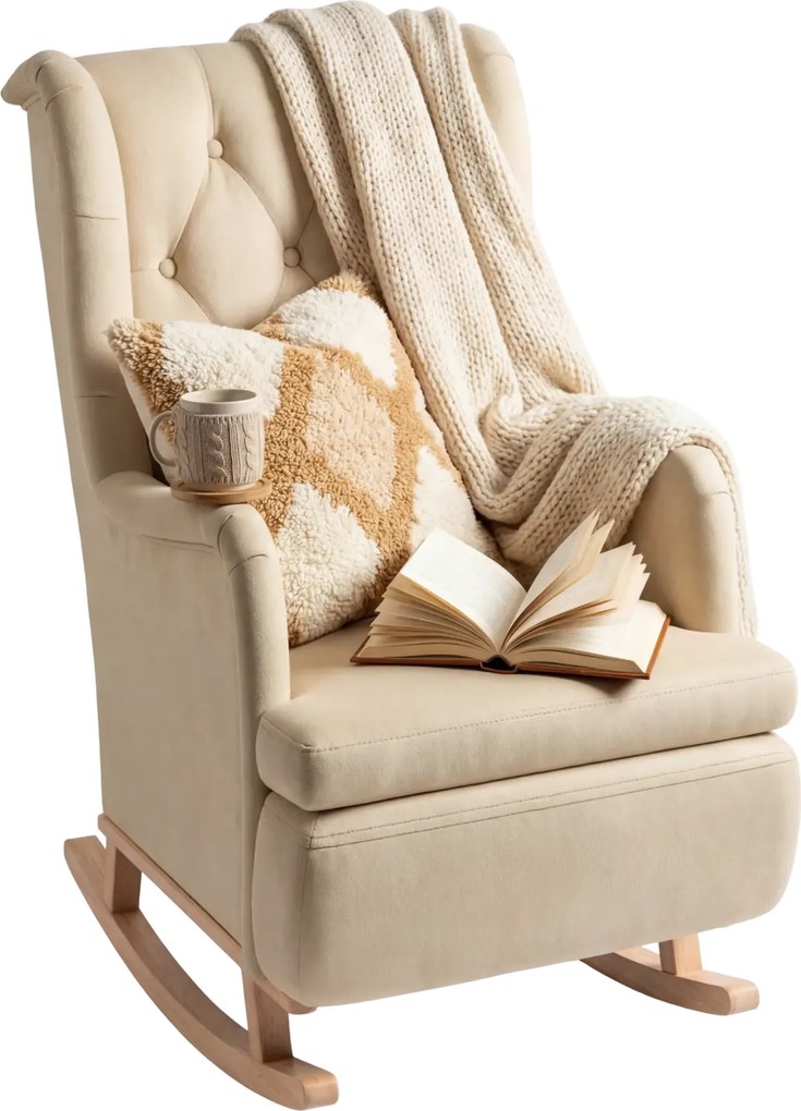 Kremowy bujany fotem wypoczynkowy z pikowaniem S4-M81