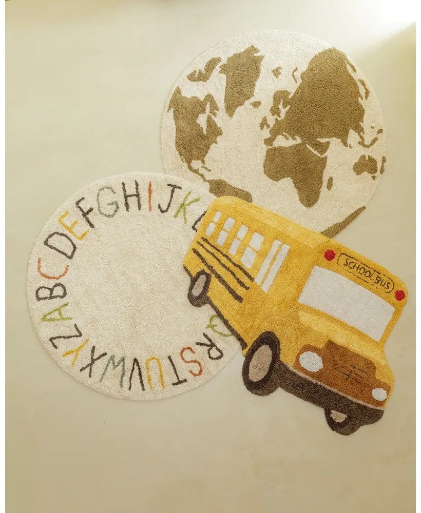 Bawełniany dywan dziecięcy odpowiedni do prania/tkany ręcznie w kolorze ochry 90x130 cm School Bus – Lorena Canals