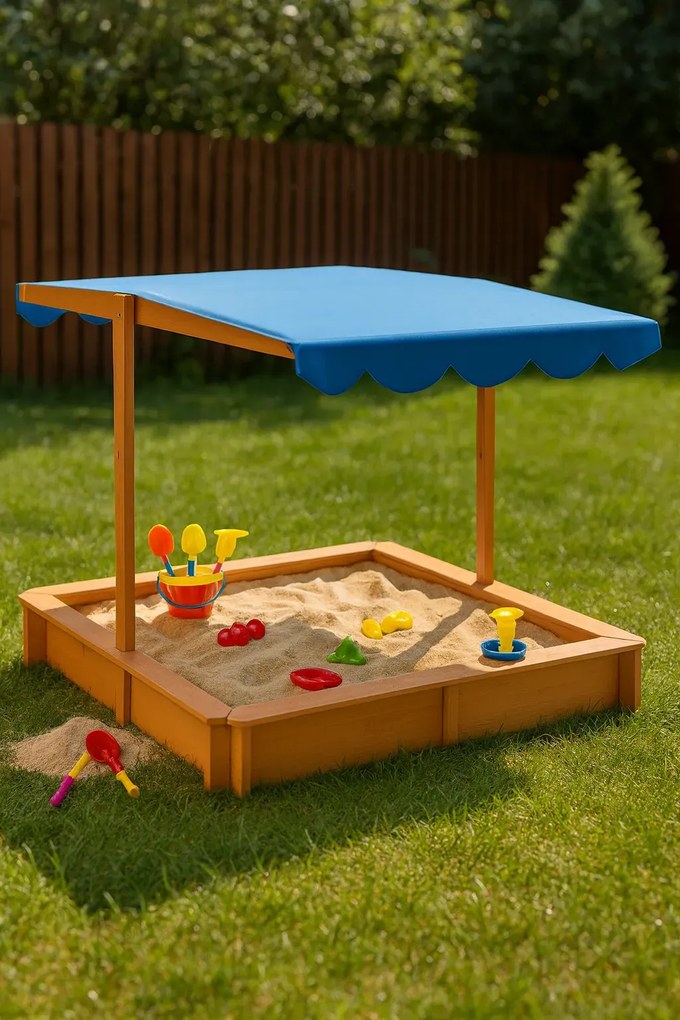 Drewniana piaskownica z regulowanym daszkiem Z2-Z87