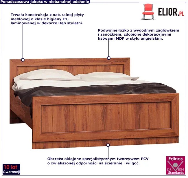 Podwójne łóżko 160x200 dąb stuletni L7-N28