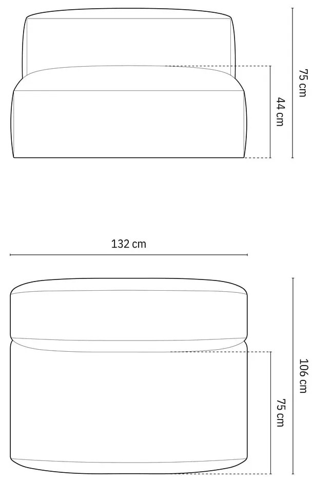 Jasnoszary moduł sofy (moduł środkowy) Martina – Micadoni Home