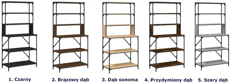 6-poziomowy regał z metalowym stelażem dąb sonoma - Hugero
