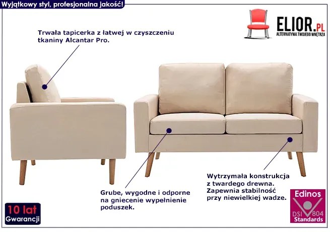 2-częsciowy kremowy zestaw wypoczynkowy - Imex 2Q