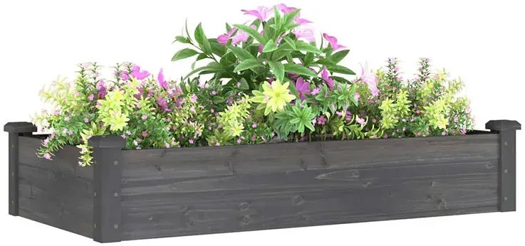 Szara prostokątna donica ogrodowa z drewna K2-N84