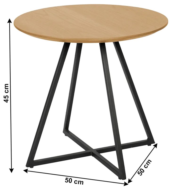 Stolik podręczny Delik, dąb, śr. 50 cm