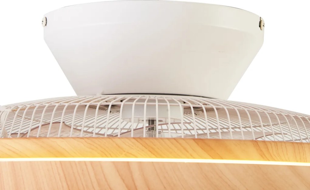 Wentylator sufitowy z nadrukiem drewna z efektem gwiazdy 60 cm z LED z możliwością ściemniania z pilotem - Climo