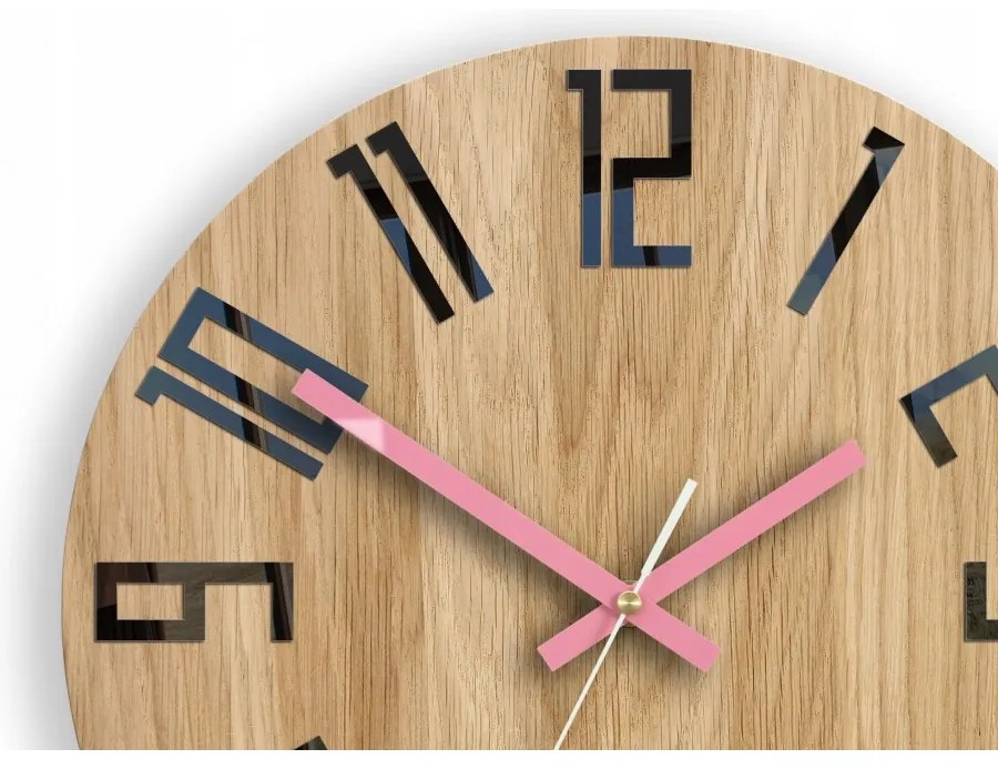 Zegar na ścianę nowoczesny drewniany z dużymi cyframi okrągły cichy loft