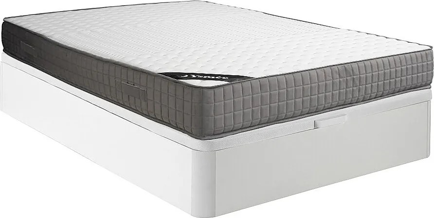 Zestaw 140 x 190 cm stelaż z białą skrzynią + materac piankowy o grub. 22 cm z 11-strefową warstwą wierzchnią z pamięcią kształtu - DANEVO marki YSMÉE