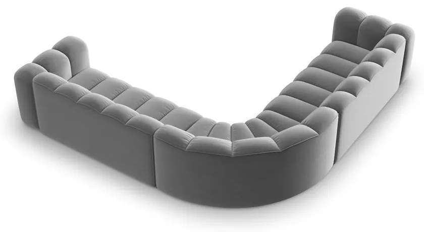 Jasnoszary aksamitny narożnik modułowy Lupine – Micadoni