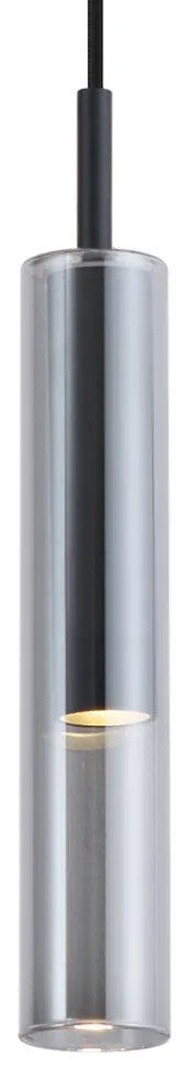 Nowoczesny reflektor czarny z przydymionym szkłem do systemu szynowego 1-fazowego - Slimline Loyce