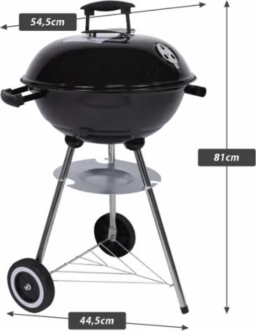 Grill węglowy ogrodowy Nexos 54,5x44,5x81 cm z termometrem