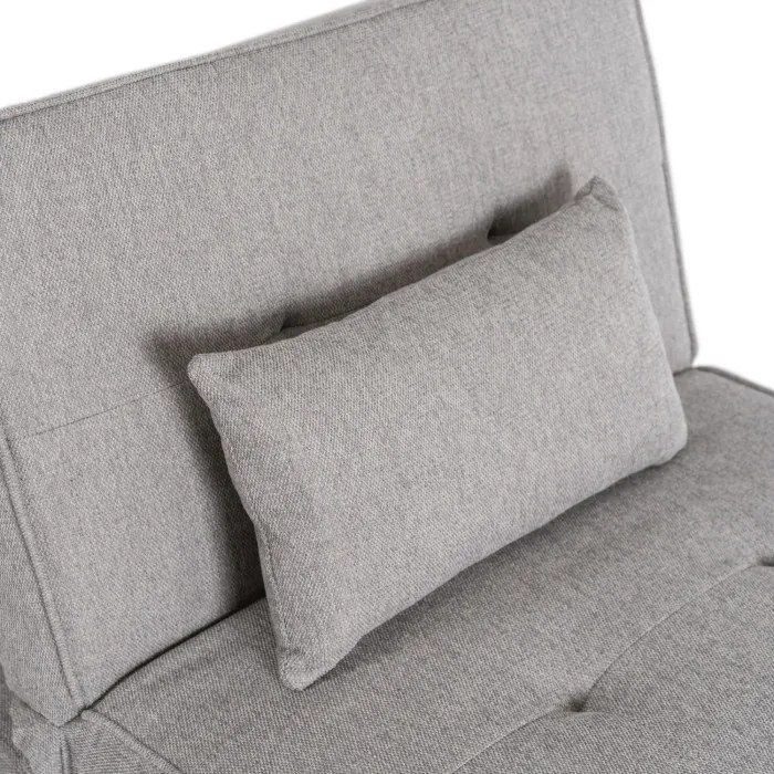 Fotel Wypoczynkowy Rozkładany IBERIS 80 cm Szary Tapicerowany Nowoczesny