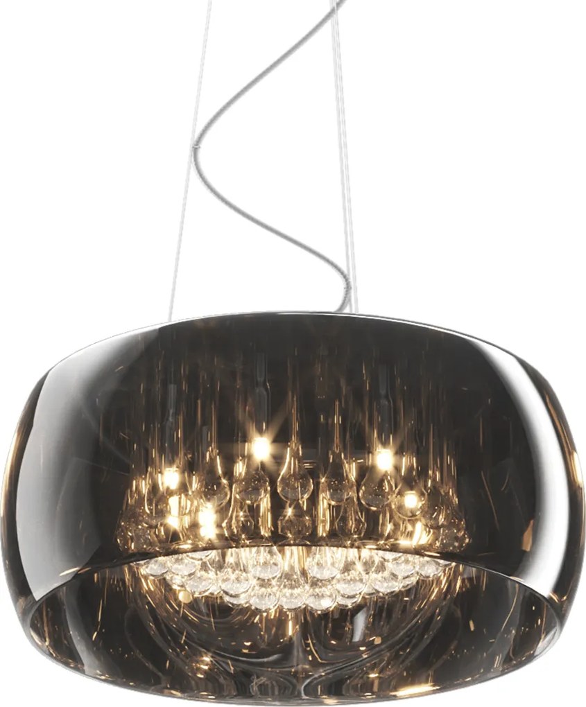 Lampa wisząca z dymionym kloszem i kryształkami Crystal 50
