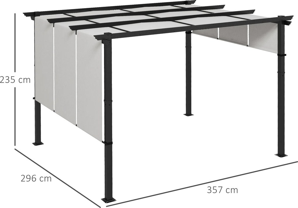 Outsunny Markiza przeciwsłoneczna. Pergola, odporna na warunki atmosferyczne, w zestawie materiały montażowe, 3 x 3,5 m, ciemnoszary | Aosom PL