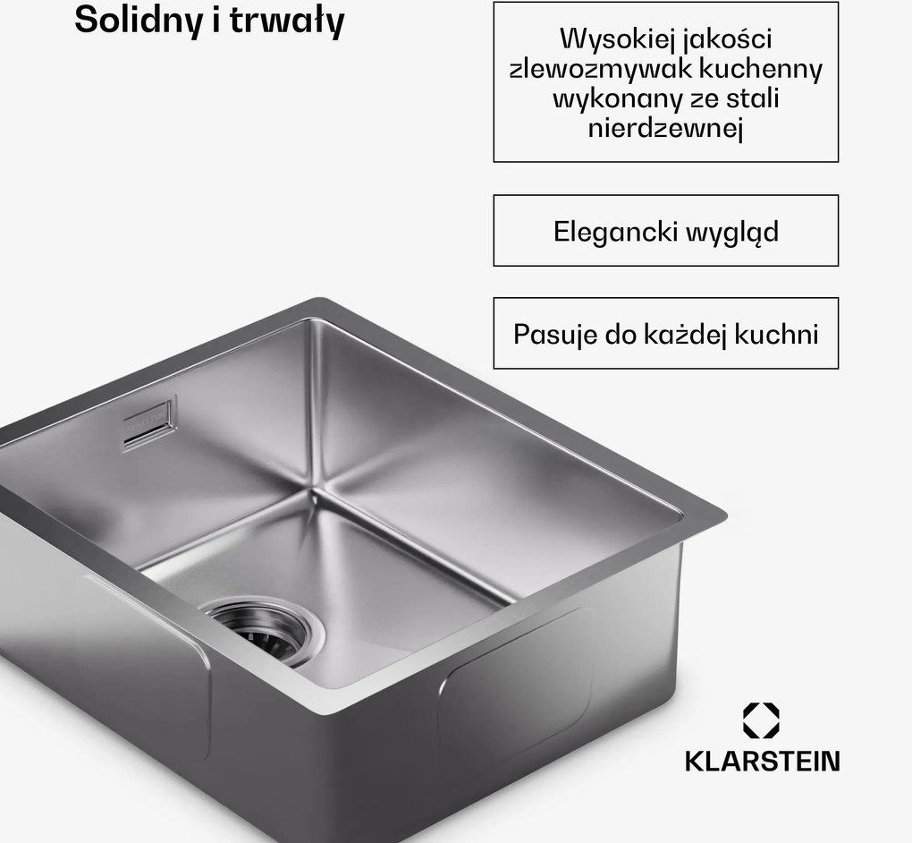 Klarstein TitanSteel zlewozmywak kuchenny o wymiarach 45 x 39cm (dł. x szer.)