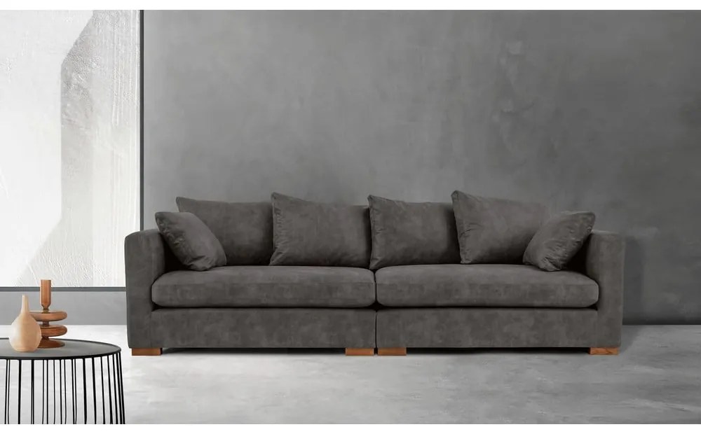 Antracytowa sofa z imitacji skóry 266 cm Hamburg – Scandic