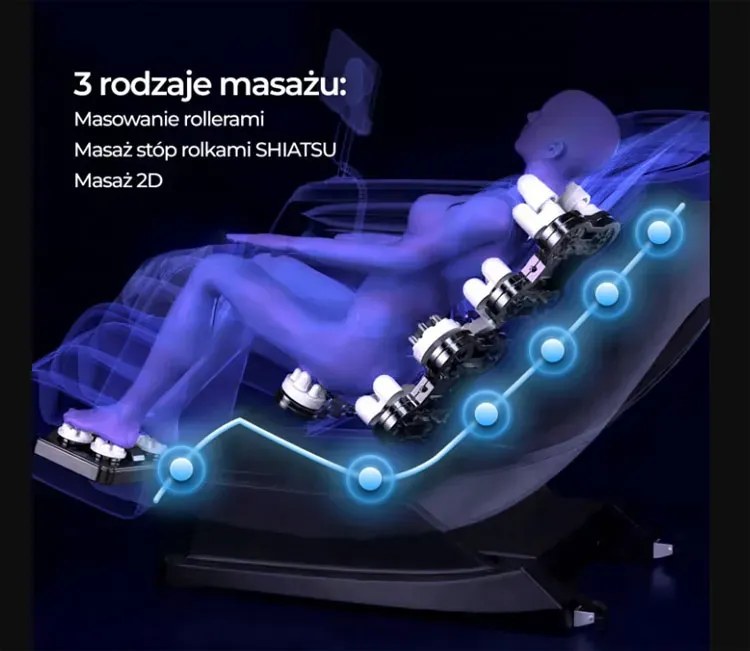 Szaro-biały fotel relaksacyjny z funkcją masażu i Bluetooth - Hatino