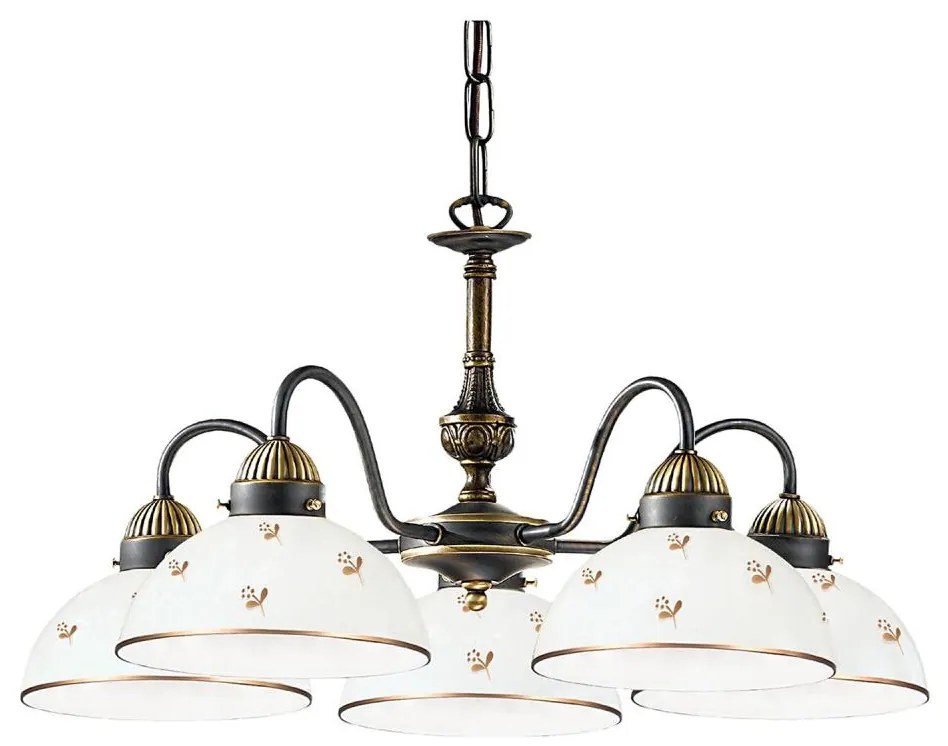 Kolarz 731.85.170 - Żyrandol na łańcuchu NONNA 5xE27/75W/230V, o motywie kwiatowym, wykończenie w kolorze różowego złota