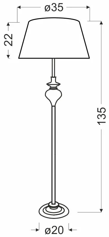 Srebrna lampa podłogowa z abażurem - T031 - Greko