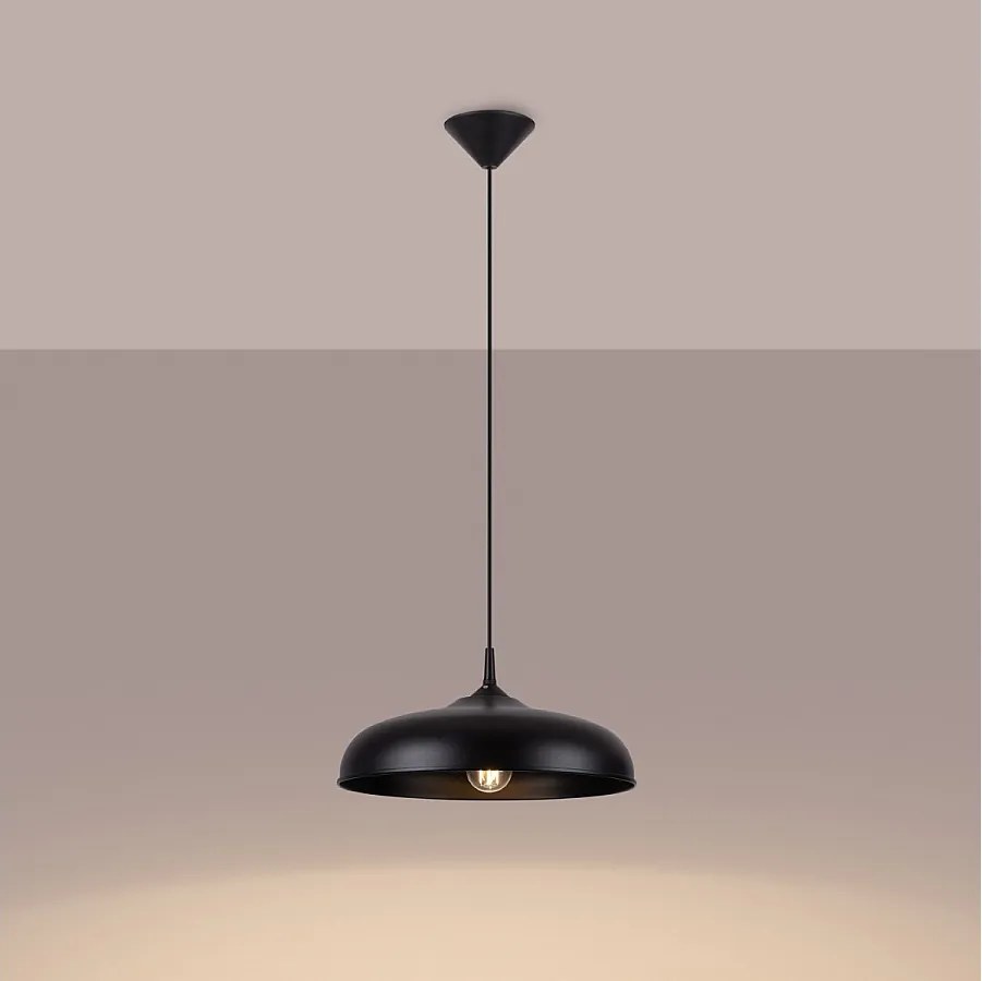 Lampy wiszące skandynawski Zinta, stal - 1 źródło światła 3000K - L.38 x H.74 cm - czarny