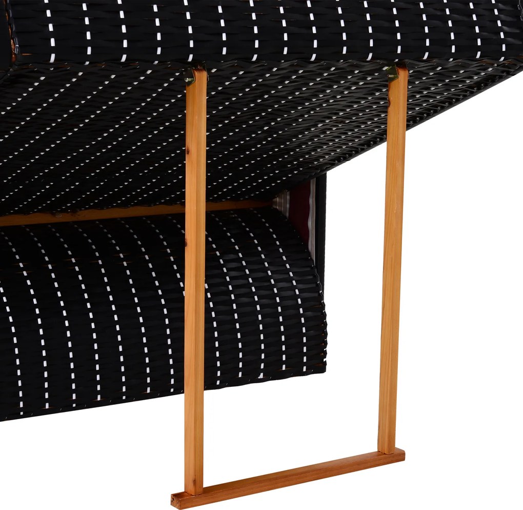 Outsunny Leżak ogrodowy 2-osobowy z daszkiem i podnóżkiem, rattan PE, czerwony, 118x79x150cm | Aosom PL