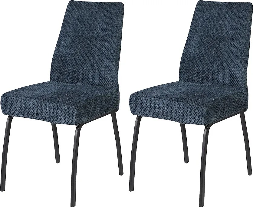 Krzesła do jadalni zestaw 2 szt. - tkanina i metal - niebieski - ANABEL