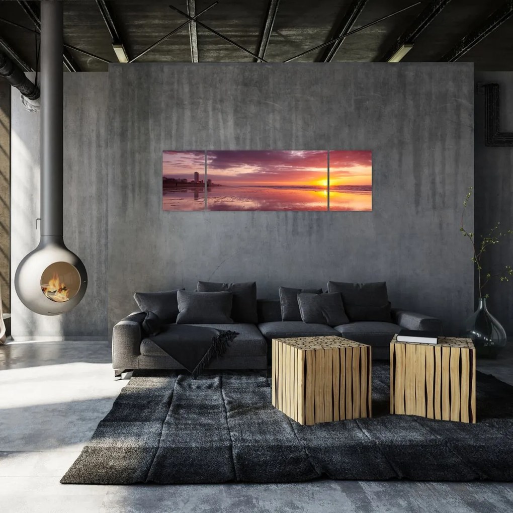 Obraz - Plaża o zachodzie słońca (170x50 cm)