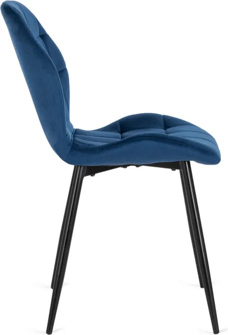 Krzesło Tapicerowane do Jadalni LUCKY Granatowe Welurowe Nowoczesne Loft