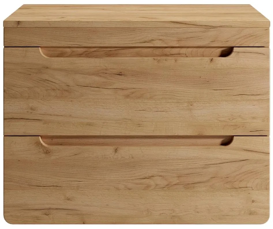 Szafka pod umywalkę wisząca z blatem - 80 cm - Naturalny jasny - ARUBA