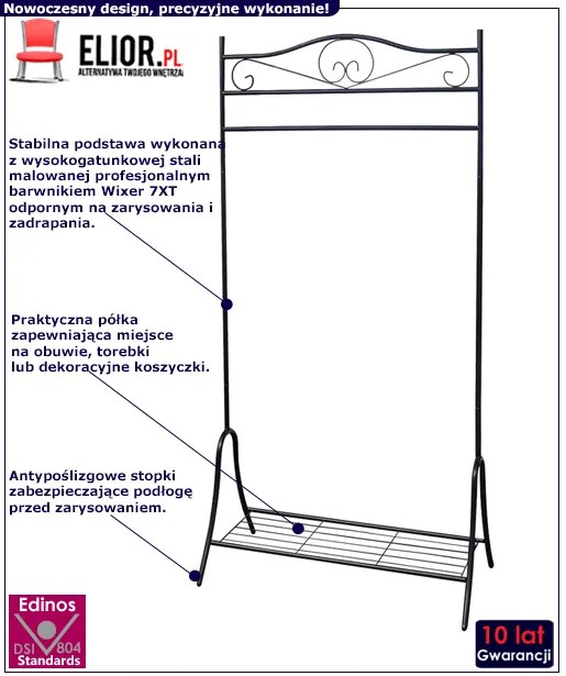 Czarny zdobiony wieszak na ubrania W2-L15
