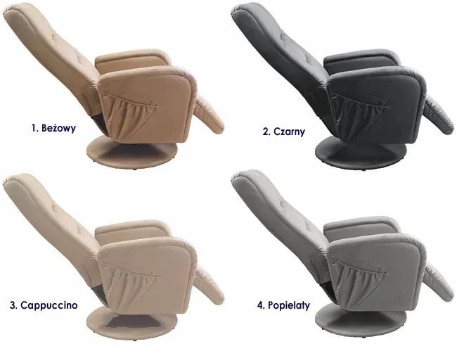 Obrotowy Fotel Wypoczynkowy Masujący Relaksacyjny Cappuccino T2-M31