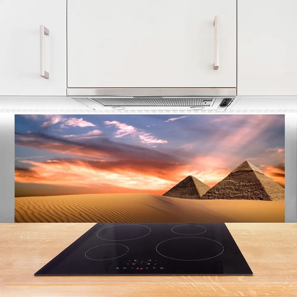 Szkło do Kuchni na Ścianę Pustynna Panorama Z Piramidami