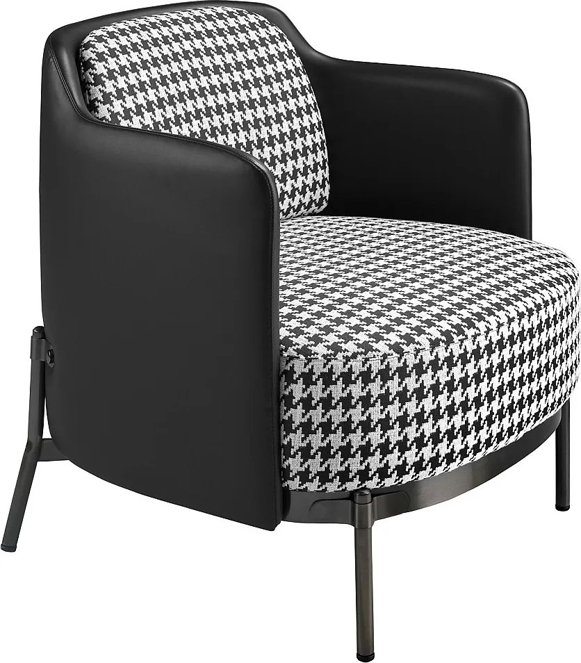 Czarno-biały fotel z tkaniny i czarnej skóry ekologicznej 5139 ANGEL CERDA