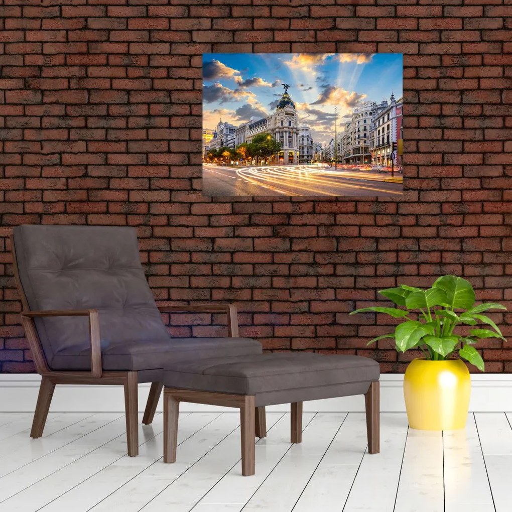 Obraz - Calle Gran Vía, Madryt, Hiszpania (70x50 cm)