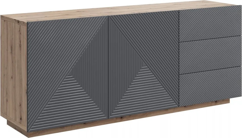 Komoda Asha 167 cm dwudrzwiowa z szufladami - artisan / rivier stone mat