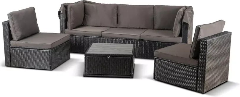 Zestaw mebli ogrodowych Evora technorattan sofa z daszkiem + 2 fotele