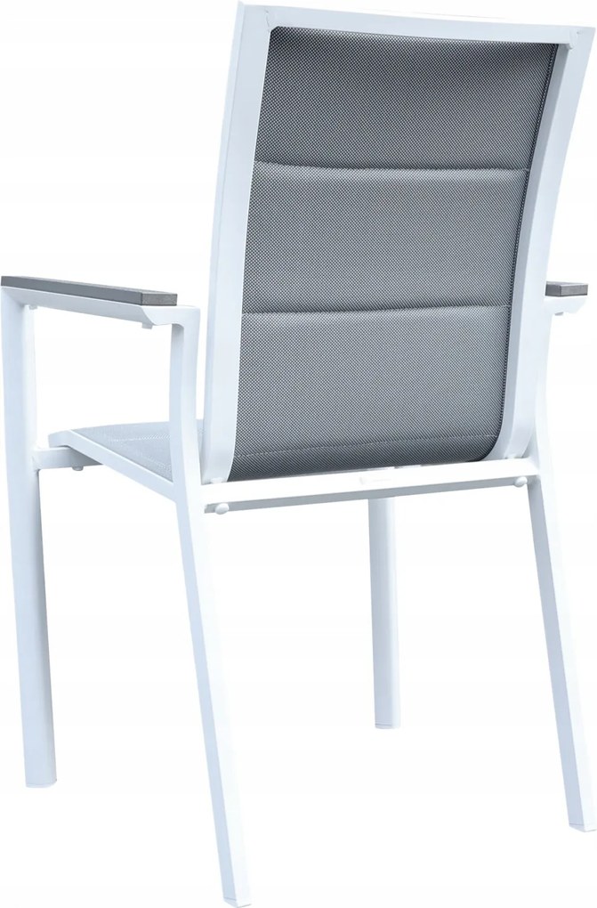 3587W-WH Krzesło Ogrodowe Aluminiowe Białe 56x65x88 cm Komfortowe Wytrzymałe Pianka