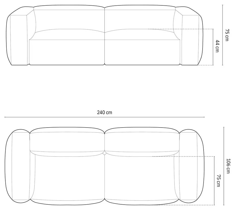 Ciemnoniebieska aksamitna sofa modułowa 240 cm Martina – Micadoni