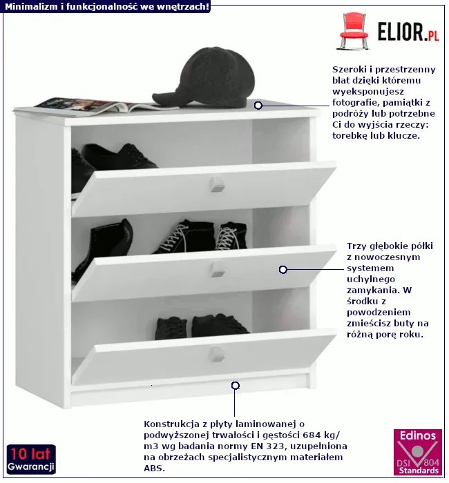 Biała komoda na buty - Rifel