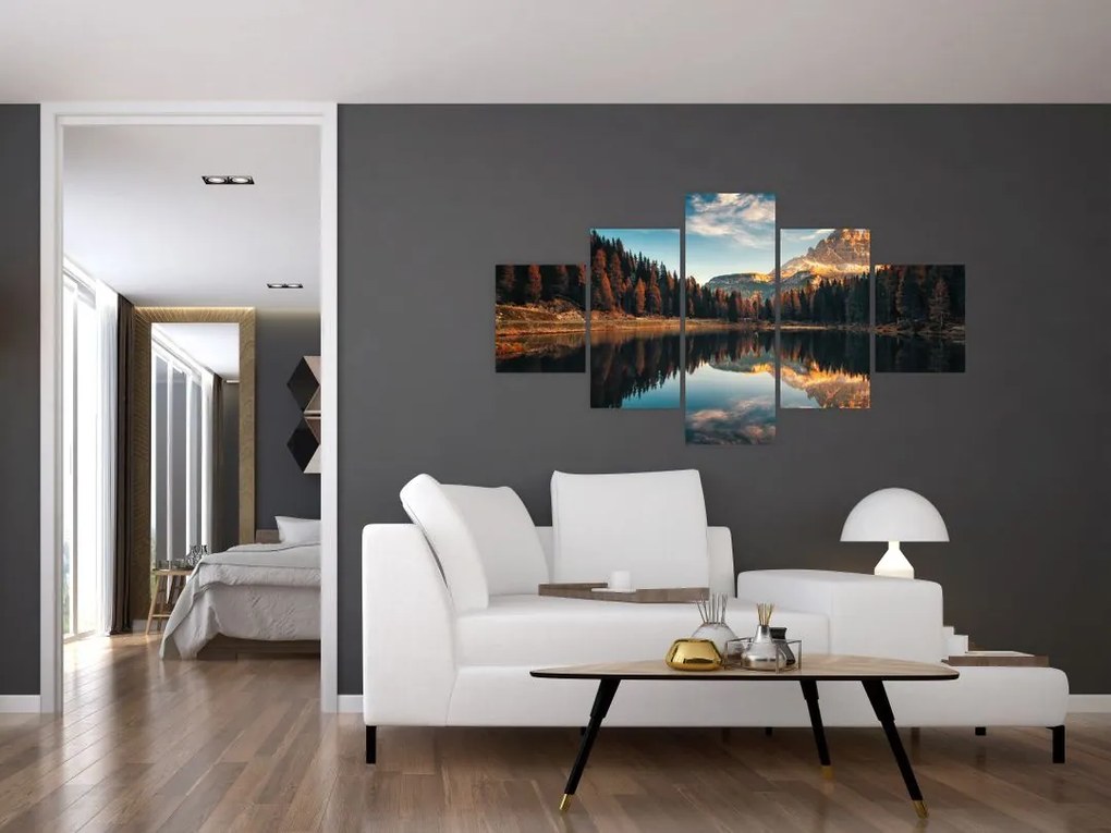 Obraz - Alpy, Włochy, Dolomity, Lago Antorno (125x70 cm)