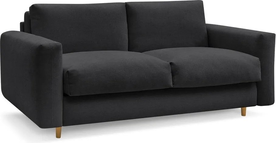 Czarna rozkładana sofa do spania 200 cm Cocoone – Bobochic Paris