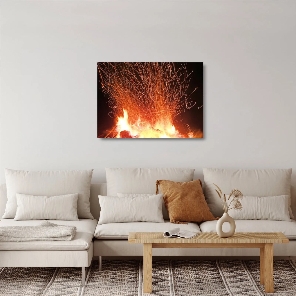 Obraz na szkle - ogień (70x50 cm)