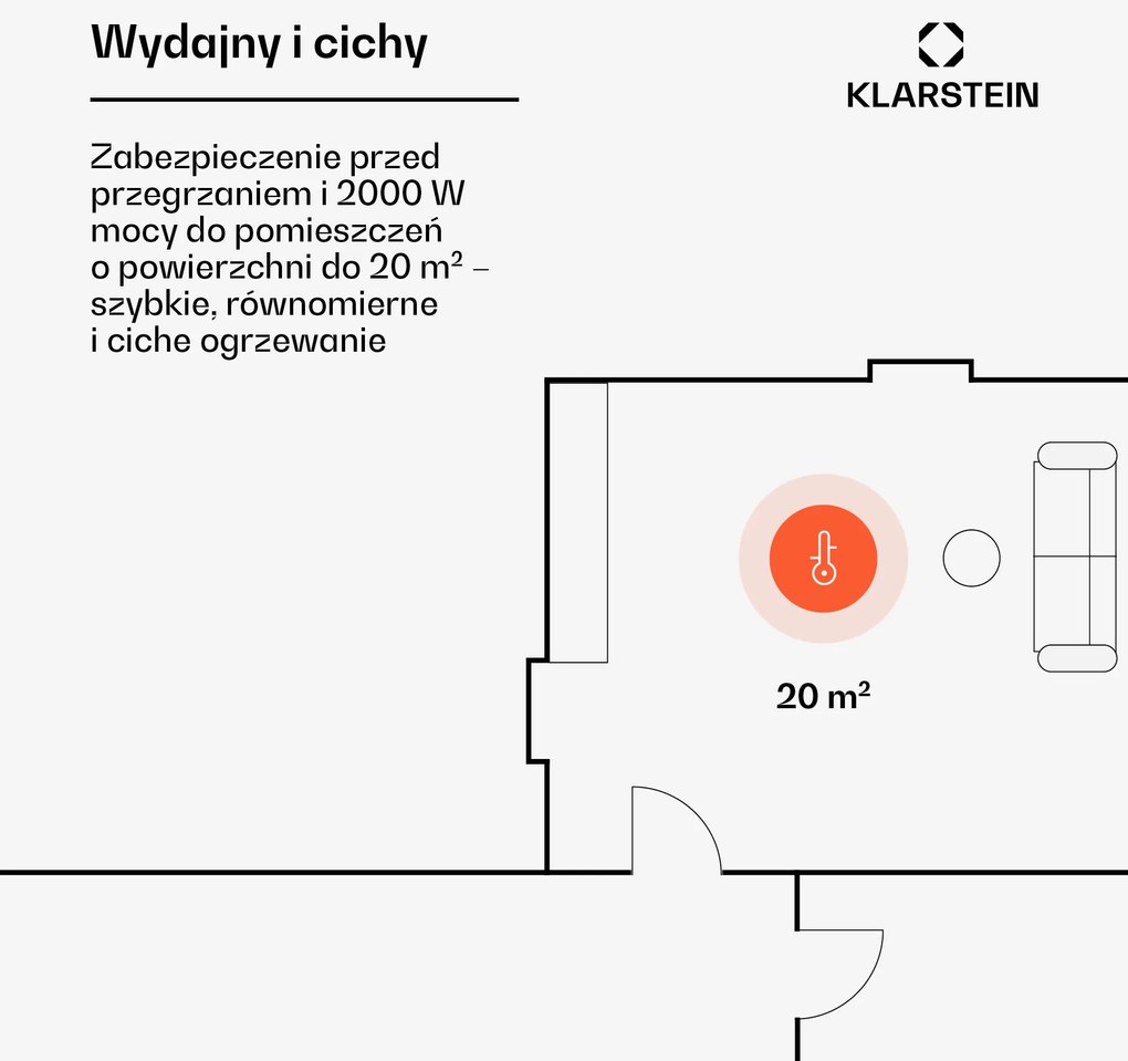 Klarstein Bornholm Curve 2000W 20m² Konwektor Biały